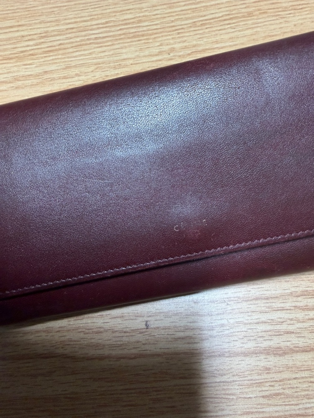 Celine Burgundy Leather Foldover Wallet (authentic) - Picture 2 of 16